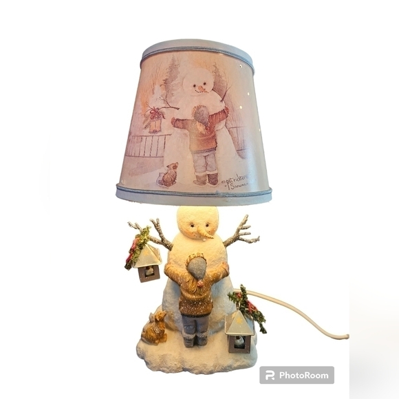 Pat Richter Homestead workshop Snowman love table lamp . - Picture 1 of 16